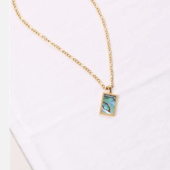 ABALONE SHELL BEAUTIFUL STATEMENT Necklace Abalone Shell Pendant Cuban Figaro - Picture 8 of 14